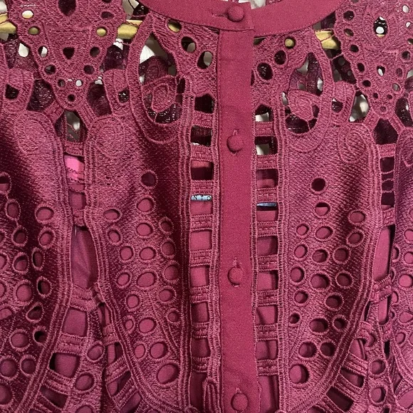 ANTONIO MELANI Burgundy Lace Midi Dress - Picture 3 of 13